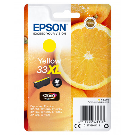 EPSON 33XL Oranges Cartouche Encre claria Premium Jaune 8,9ml