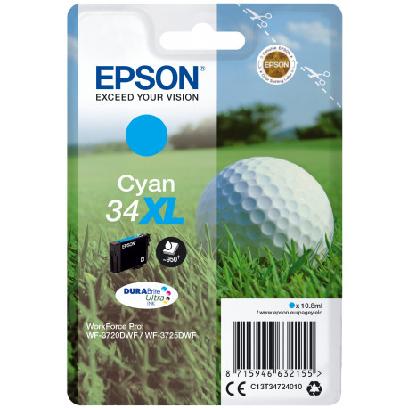 EPSON Golf 34XL Cartouche Encre Durabrite Cyan 10,8ml