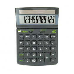 Calculatrice de bureau 12 chiffres - solaire uniquement - HITECH C1524BL