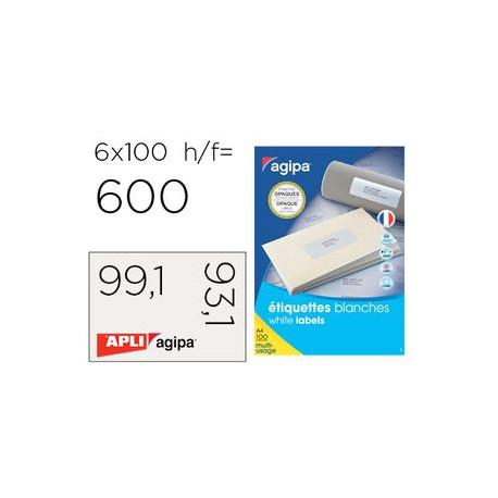 APLI 600 étiquettes opaques de recouvrement 99,1x93,1mm