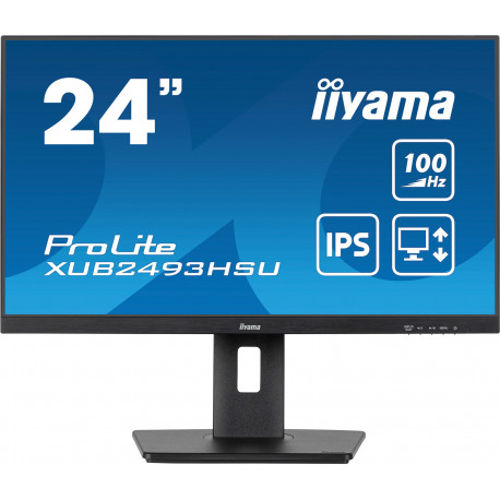 Ecran 23,8" IIYAMA ProLite XUB2493HSU-B6 - Dalle IPS Ultra mince - 16 9 - 100Hz - HDMI DP USB HUB Haut-Parleurs - Pied réglable