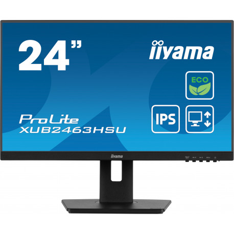 Ecran 23,8" IIYAMA ProLite XUB2463HSU-B1 - IPS Ultra mince - HDMI DP USB HUB (3.2) - Haut-Parleurs -Pied réglable - Produit eco