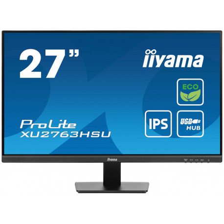 Ecran 27" IIYAMA ProLite XU2763HSU-B1 - IPS Ultra mince - 100Hz - 1xHDMI 1xDP 2xUSB HUB (3.2) - Haut-Parleurs - Produit eco