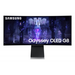 Ecran 34" Samsung Gaming ODYSSEY G8 Incurvé OLED Gris - 175Hz 3440x1440 Haut-Parleurs USB-C Micro HDMI Mini-DP Hauteur réglable