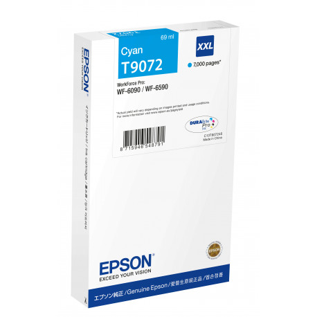 EPSON - Cartouche d'encre T9072 Durabrite Pro XXL - Cyan - 69,1ml