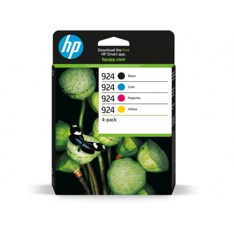 HP 924 Pack 4 cartouches d'encre (Noir, Cyan, Jaune, Magenta) - Original